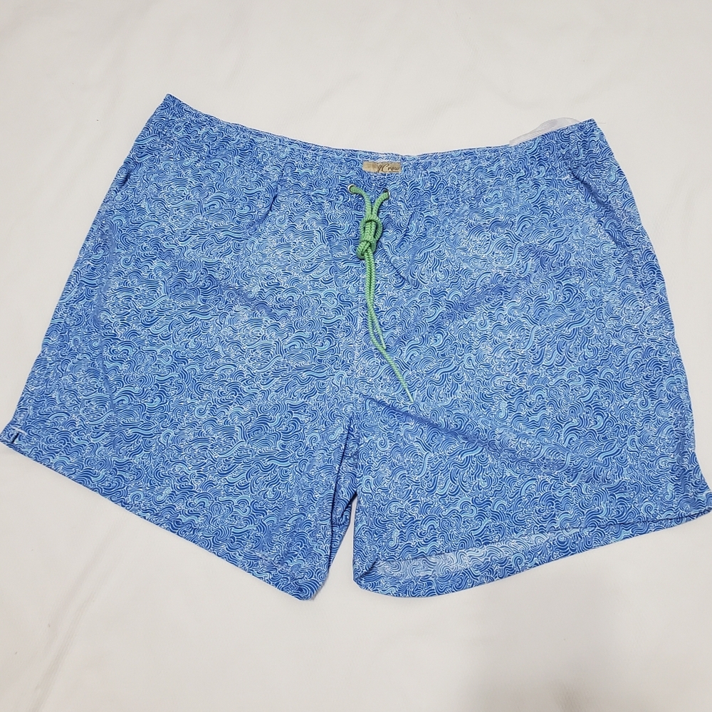 J. Crew 6" Swim Trunk Blue Wave Print XXL